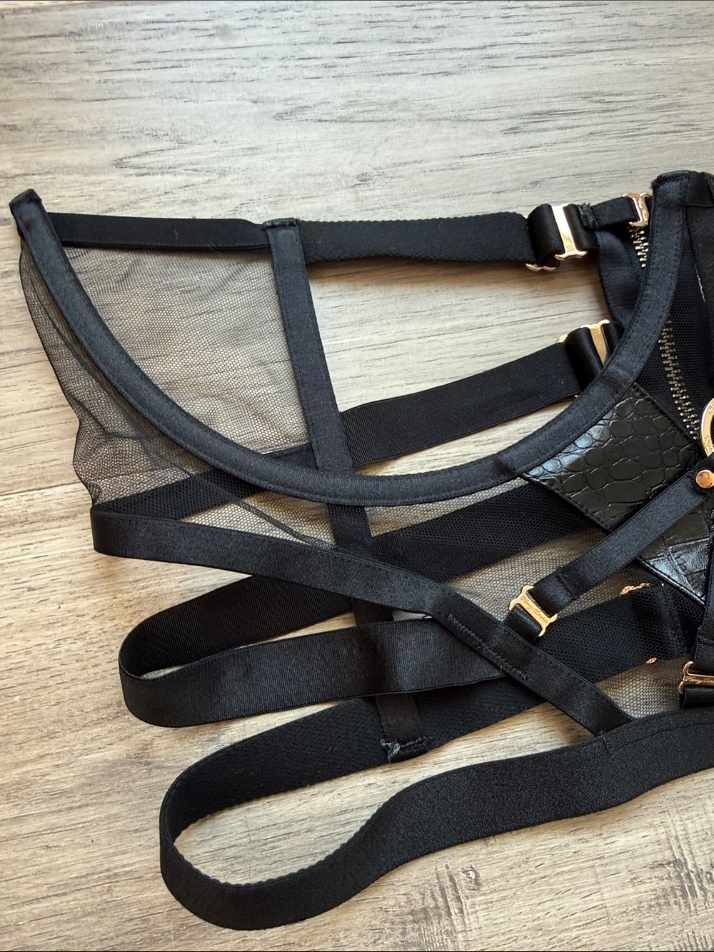 Honey Birdette Black Mesh Strappy Harness - Picture 5 of 9
